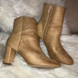 Croc faux leather suede booties